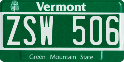 VT license plate ZSW506