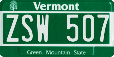 VT license plate ZSW507
