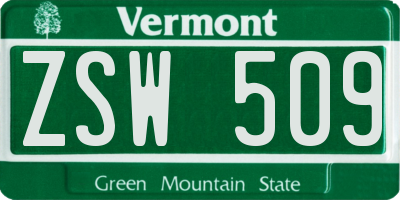 VT license plate ZSW509