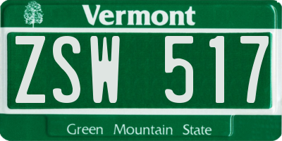 VT license plate ZSW517