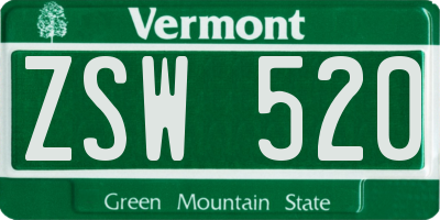 VT license plate ZSW520