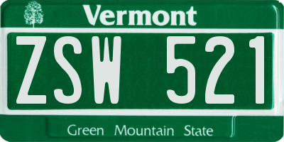VT license plate ZSW521