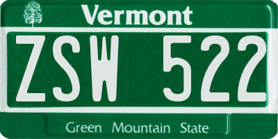 VT license plate ZSW522