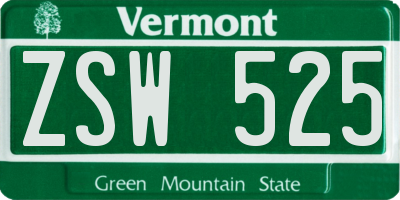 VT license plate ZSW525