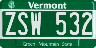 VT license plate ZSW532