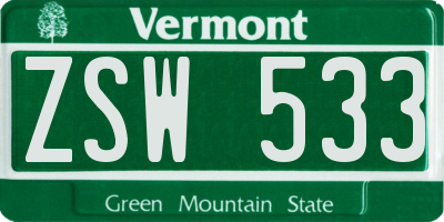 VT license plate ZSW533