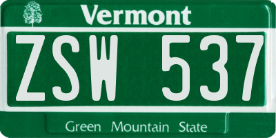 VT license plate ZSW537