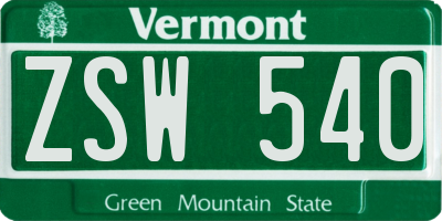 VT license plate ZSW540