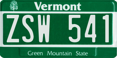 VT license plate ZSW541