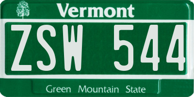 VT license plate ZSW544