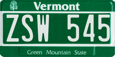 VT license plate ZSW545
