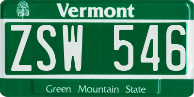 VT license plate ZSW546