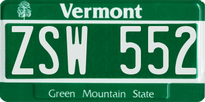VT license plate ZSW552