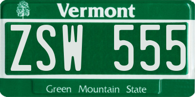 VT license plate ZSW555