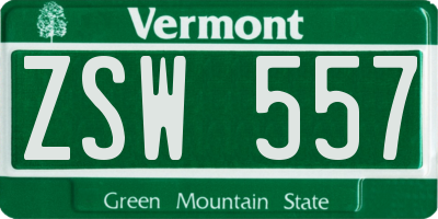 VT license plate ZSW557
