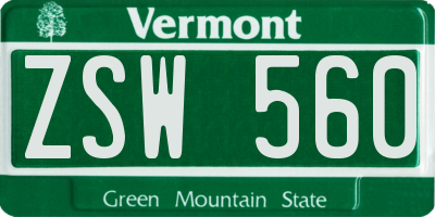 VT license plate ZSW560