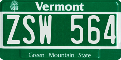 VT license plate ZSW564