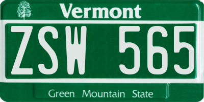 VT license plate ZSW565