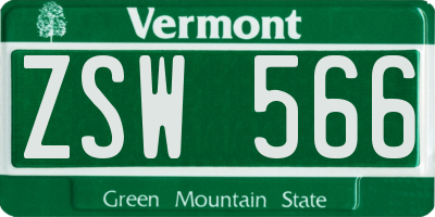 VT license plate ZSW566