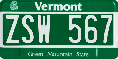 VT license plate ZSW567