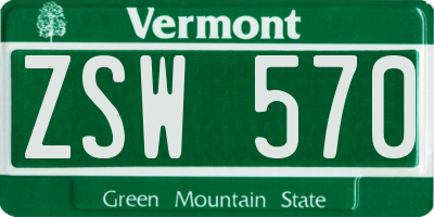VT license plate ZSW570