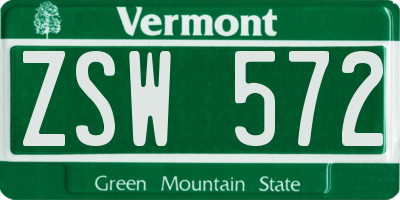 VT license plate ZSW572