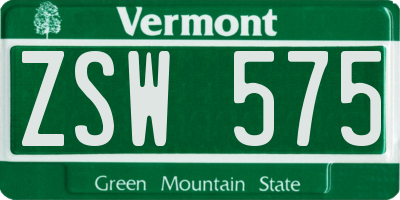 VT license plate ZSW575