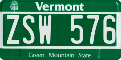 VT license plate ZSW576