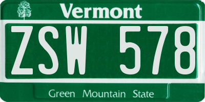 VT license plate ZSW578