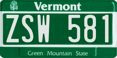 VT license plate ZSW581