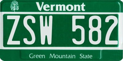 VT license plate ZSW582