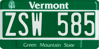 VT license plate ZSW585