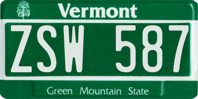 VT license plate ZSW587
