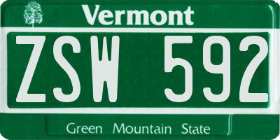 VT license plate ZSW592