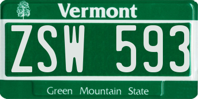 VT license plate ZSW593