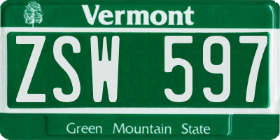 VT license plate ZSW597