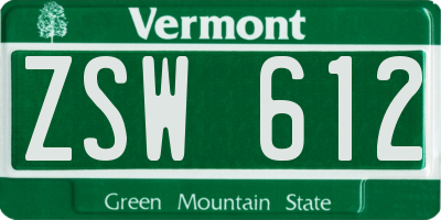 VT license plate ZSW612