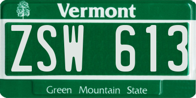 VT license plate ZSW613