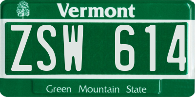 VT license plate ZSW614