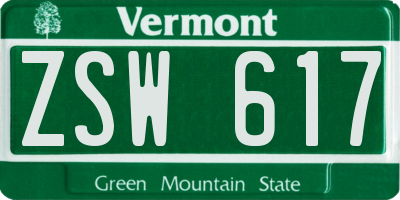 VT license plate ZSW617
