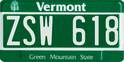 VT license plate ZSW618