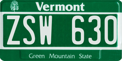 VT license plate ZSW630