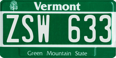 VT license plate ZSW633