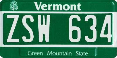 VT license plate ZSW634