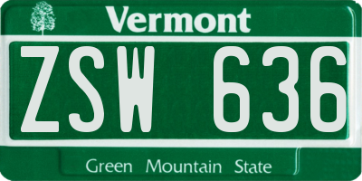 VT license plate ZSW636