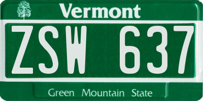VT license plate ZSW637