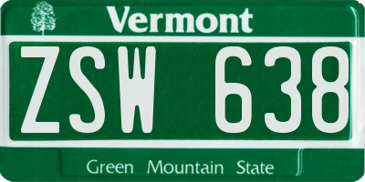 VT license plate ZSW638