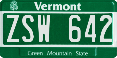 VT license plate ZSW642