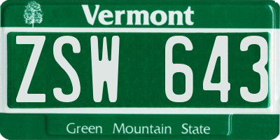 VT license plate ZSW643