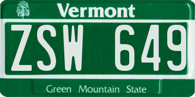 VT license plate ZSW649